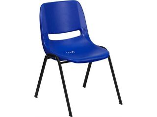 Flash Furniture HERCULES Series 661 lb. Capacity Navy Ergonomic Shell Stack Chair with Black Frame and 16'' Seat Height