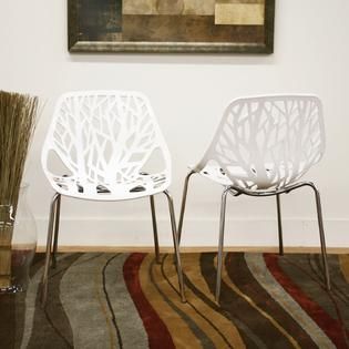 Baxton  Birch Sapling White Plastic Accent / Dining Chair (Set of 2)