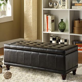 Oxford Creek Modern Haslett Lift Top Faux Leather Tufted Storage Bench