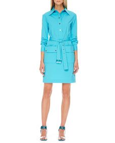 Michael Kors  Belted Poplin Shirtdress