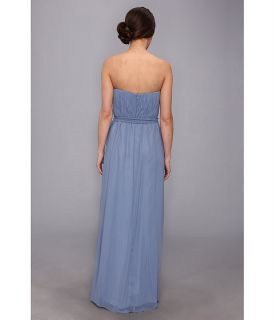 donna morgan sweetheart long gown with slit dress blue dusk