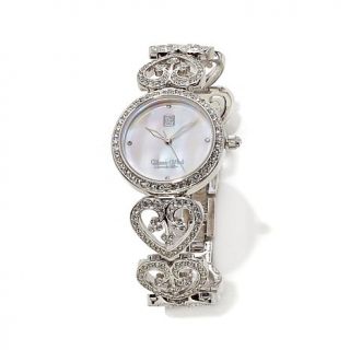 Victoria Wieck Mother of Pearl and Crystal Heart Watch   7928635