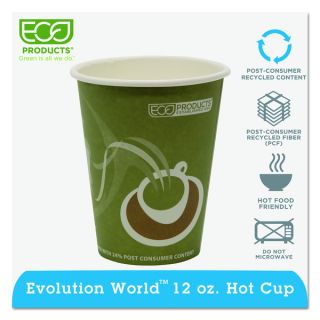 Eco Products Evolution World Sea Green 12 ounce Hot Drink Cups (Pack