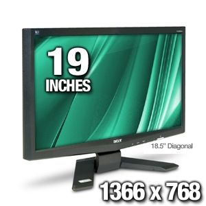 Acer X183H b 19 Widescreen LCD Monitor   1366x768, WXGA, 10,0001 Contrast Ratio, 5ms, VGA
