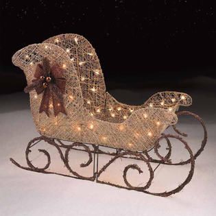 Trim A Home® 36 Outdoor Light Up Gold Sleigh Decoration