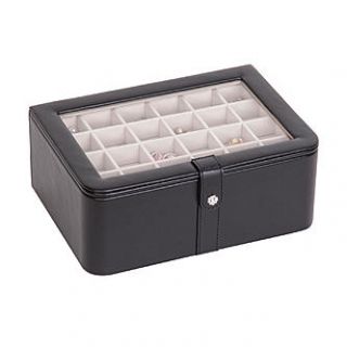Mele & Co. Easton Glass Top Jewelry Box in Black Faux Leather