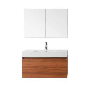 Virtu USA Zuri 39.13 in. W x 18.7 in. D x 17.72 in. H Plum Vanity With Polymarble Vanity Top With White Square Basin and Mirror JS 50339 PL