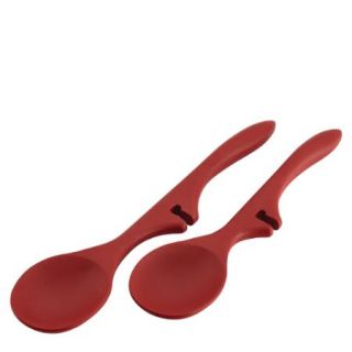 Rachael Ray Cucina Tools 2 Piece Lazy Solid Spoon Set, Cranberry Red