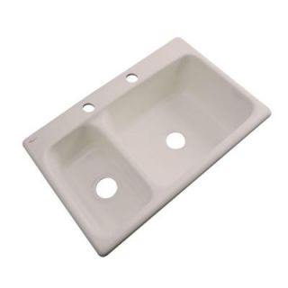 Thermocast Wyndham Drop In Acrylic 33 in. 2 Hole Double Bowl Kitchen Sink in Shell 42208