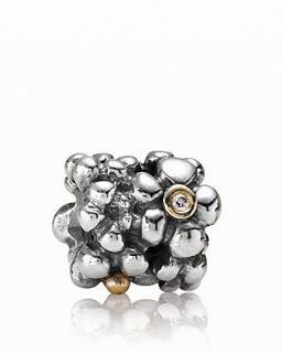 PANDORA Charm   Diamond, 14K Gold & Sterling Silver Daisy, .02 ct. t.w., Moments Collection