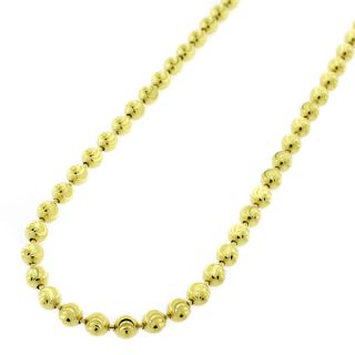Yellow Goldplated Silver Unisex Moon cut Bead Pendant Chain Necklace