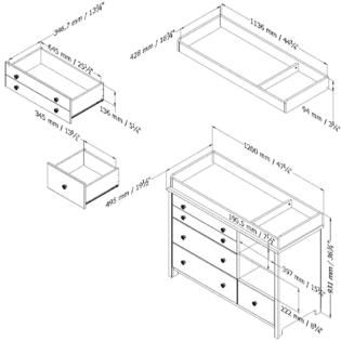 South Shore  Litte Smileys changing table in White and Harvest Maple