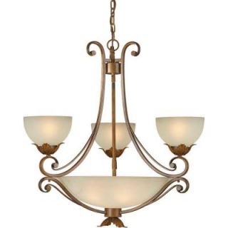 Talista 7 Light Rustic Sienna Chandelier with Umber Glass Shade CLI FRT2477 07 41