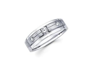 14k White Gold Womens Ladies Diamond Solitaire Wedding Ring Band .18 ct (G H Color, SI2 Clarity)