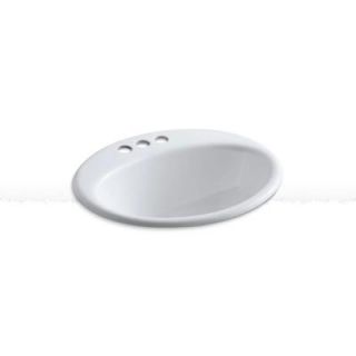 KOHLER Farmington Drop In Cast Iron Bathroom Sink in White with Overflow Drain K 2905 4 0