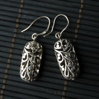 Silver tone Oval Filigree Metal Earrings (China)   14257039