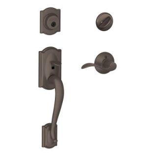 Schlage Camelot Single Cylinder Oil Rubbed Bronze Handleset with Accent Lever F60 CAM 613 ACC