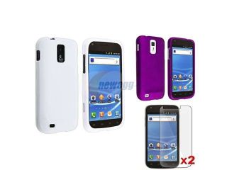 Insten 2x Hard Case For Samsung Galaxy S2 T989 T Mobile White + Purple Cover + 2x LCD Guard