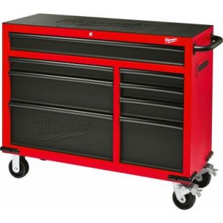Milwaukee 46 in. 8 Drawer Rolling Steel Storage Cabinet, Red and Black 48 22 8520