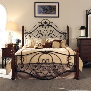 TRIBECCA HOME Madera Graceful Scroll Bronze Iron Metal Queen sized Bed