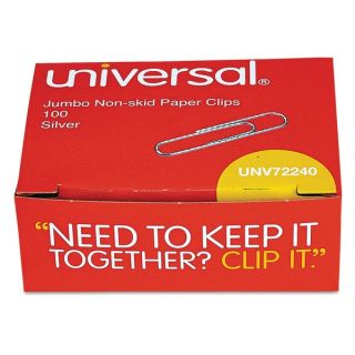 Universal Jumbo Nonskid Silver Paper Clips (Case of 30)   17227981