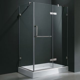 Vigo Frameless Clear Shower Enclosure and Right Base (32 x 40)