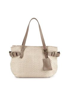 Henry Beguelin Opale Woven Leather Tote Bag, Bone