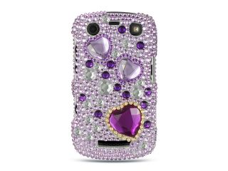 BlackBerry Curve Apollo/9350/9360 Purple with Purple Heart Design Full Diamond Case