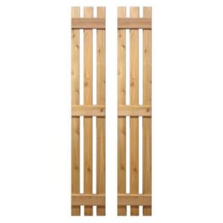 Design Craft MIllworks 15 in. x 52 in. Baton Spaced Board and Batten Shutters Pair Natural Cedar 420073
