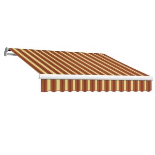 Awntech 8 ft Wide x 7 ft Projection Burgundy/Tan Wide Striped Slope Patio Retractable Motorized Awning