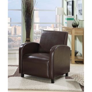 Merlot Leather like Accent Chair with Curved Arms  