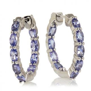 Colleen Lopez "Stay Classy" 3.79ct Tanzanite Sterling Silver Hoop Earrings   7441410