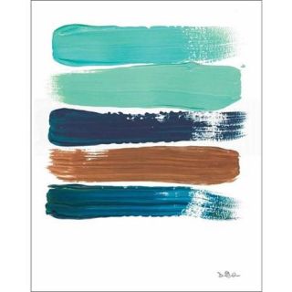 Paint Swatch Line Texture Contemporary Modern Trendy Abstract Painting Brown & Blue Canvas Art by Pied Piper Creative