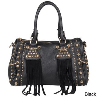 Journee Collection Womens Stud Detail Fringed Satchel