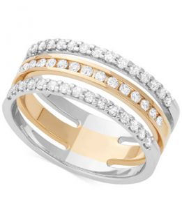 Diamond Three Row Channel Set Band (1/2 ct. t.w.) in 14k White and