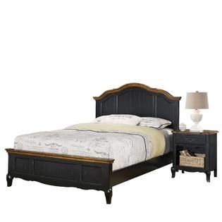 Home Styles  Oak and Rubbed Black French Countryside Queen Bed and
