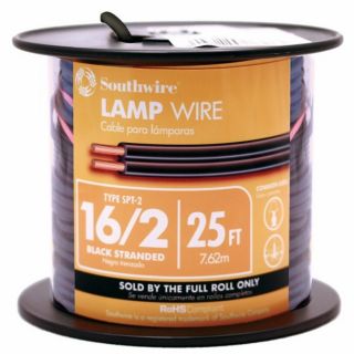 25 ft 16 AWG 2 Conductor Black Lamp Cord