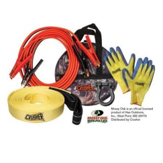 Crusher Emergency Recovery 16 ft. Booster Jumper Cables 6 Ga, 30' Tow Rope Strap, D Ring, Gloves, High Quality Camo Storage Bag C0111