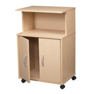 Homestar Roll Away Utility Cart with Hutch and Casters in Maple Laminate