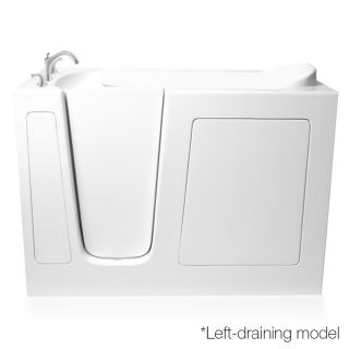 ARIEL White Gelcoat and Fiberglass Rectangular Walk In Bathtub with Left Hand Drain (Common 30 in x 54 in; Actual 38 in x 29.5 in x 53.5 in)