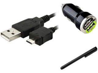 Insten Car Charger + USB Data Cable + Black Stylus Compatible with Samsung Galaxy SIV S3 I9300 S4 i9500  Note 2