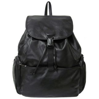 Amerileather Miles Leather Flapover Drawstring Backpack