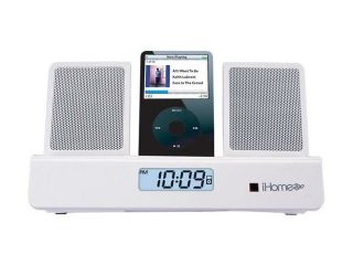 iHome White Portable Travel Alarm Clock for iPod with Remote Control Model IH26W