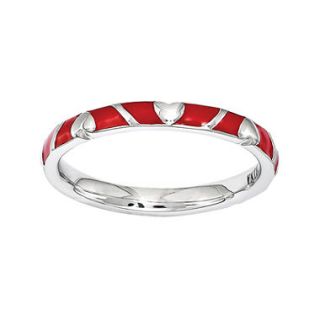Stackable Expressions Sterling Silver Red Enamel Heart Ring