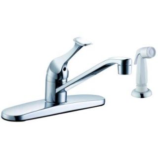 Glacier Bay Single Handle Standard Kitchen Faucet with White Side Sprayer in Chrome 67552 1101