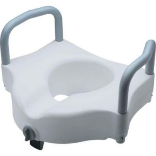 Medline Locking Elevated Toilet Seat with Arms and Microban in White MDS80316MBH
