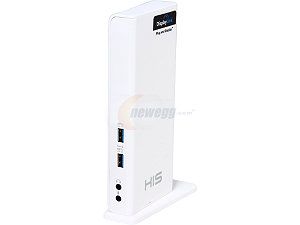 HIS HDOCK1 Multi View x2 USB Docking Station (BC 1.2 superfast charging, HMDI + DVI up to 2048 x 1152, USB 3.0 port x2pcs, USB 2.0 x 4pcs, Gigabit Ethernet, Audio 2.1 channel)