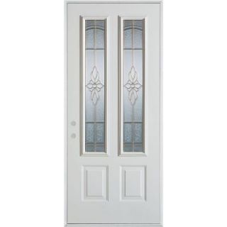 Stanley Doors 32 in. x 80 in. Traditional Brass 2 Lite 2 Panel Prefinished White Right Hand Inswing Steel Prehung Front Door 1300ESL2 E 32 R