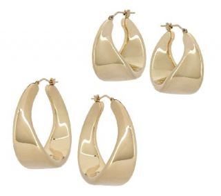 Oro Nuovo 1 1/2 Sculpted Twist Design Round Hoop Earrings, 14K —
