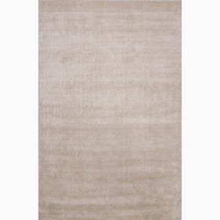 Hand Made Solid Pattern Ivory/ White Bamboo Silk Rug (3.6X5.6)